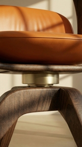 Chaise de salle à manger scandinave de luxe en bois massif avec coussin en cuir véritable, mobilier moderne pour la maison, l'hôtel, le restaurant PISANO - Product Image 2
