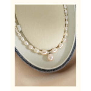 Collar de Perlas Naturales de Alta Gama Francesas, Cadena de Cuentas de Arroz - Product Image 2