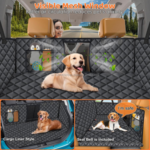 Funda Protectora Rígida para Asiento Trasero de Coche para Perros, Extensor de Asiento, Hamaca para Mascotas, Cama de Viaje con Ventana de Malla y Solapas Laterales - Product Image 5