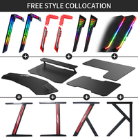 Modern Gaming Desk With RGB LED Lights and Cable Management Durable Steel Frame Computer Table for PC Gamer Setup Esports