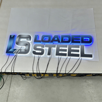 Enseigne murale lumineuse LED en acier inoxydable avec logo 3D personnalisé pour entreprise, bureau, décoration intérieure et extérieure