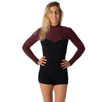 DIVESTAR Grosir OEM Pakaian Selam Wanita Dewasa Bahan Neoprena Anti Air Bermotif Resleting Belakang Lengan Panjang Hangat Bernapas Bikini Surfing
