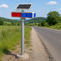 Feux de signalisation clignotants à énergie solaire à quatre côtés en aluminium, feux clignotants rouges et bleus pour travaux routiers