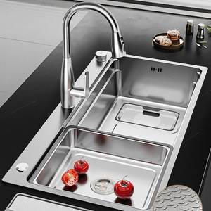 Fregadero de Cocina de Acero Inoxidable 304 Reforzado con Drenaje Automático para el Hogar, Antiarañazos - Product Image 1