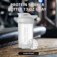 Bouteilles de shaker de protéines miniatures pour la salle de sport, en matériau PP, étanches, 500 ml, avec boule de mélange