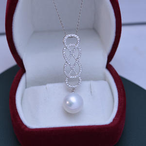 Collar con Colgante de Perla Redonda Blanca de Agua Dulce de 11-12 mm para Mujer, Plata S925 con Circonita, Luz Intensa, Ligeras Imperfecciones - Product Image 1