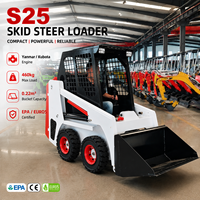 Minicargadora Compacta con Cabina, Motor Diésel Euro 5, Capacidad de 490 kg, Tracción en las 4 Ruedas, Cargadora Hidráulica para Construcción Agrícola