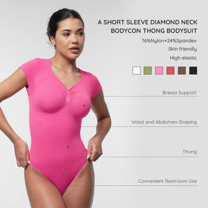 Hexin Dames Diepe V-Hals Casual Body Shaper Shapewear Groothandel Zomer Skinny Buik Control Naadloze Shapewear String <span class=keywords><strong>Bodysuit</strong></span> - Product Image 2
