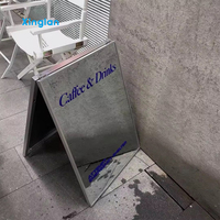 Panneau ouvert minimaliste en métal en forme de A, résistant aux intempéries et pliable, pour affichage extérieur de boutiques et cafés