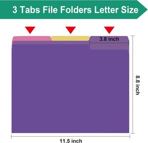 Màu tím thư mục A4 tài liệu văn phòng thư mục 1/3 cắt Tab phân loại thư mục bền PP chất liệu - Product Image 2