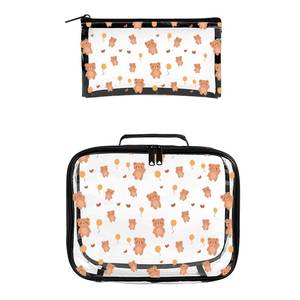 2025 Trending Custom Bento Bag Impermeable Hawaiian Pink Anthurium Print Reutilizar Transparente Clean Juego de dos piezas - Product Image 6