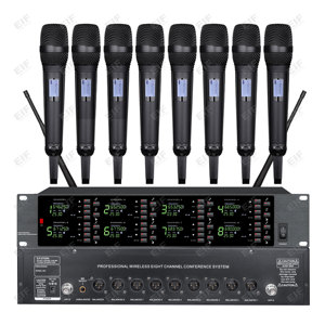 DA-8028 Micrófono Inalámbrico de 8 Canales - Control de Volumen Portátil, Batería AA, Conector XLR - Uso Manual/Lavalier/De Cabeza/Sobre Escritorio - Product Image 1