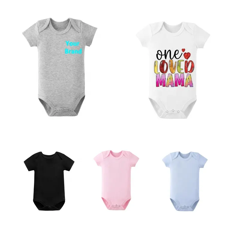 Op Maat Gemaakte Pasgeboren Baby Producten Sublimatie Unisex Baby Jumpsuit Met Korte Mouwen 100% Polyester Katoenen Baby Jurken