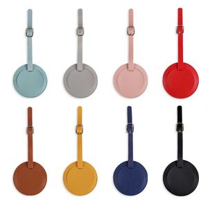Custom Logo Fashionable Round Pu Leather Personalized Luggage <b>Tag</b> Travel Accessory 8x8cm Name <b>ID</b> Bulk <b>Tags</b> - Product Image 3