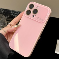    Étui en verre cristal pour iPhone 16 15 14 13 12 11 Pro Max 16Pro 16Promax, couleur unie, coque brillante avec pare-chocs Candy