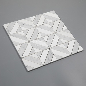 Secolo mosaico bianco grigio pietra naturale marmo onyx bianco Thassos striscia quadrato mosaico pavimentazione parete cucina bagno - Product Image 4