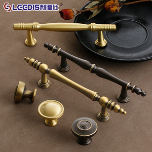 Lccdis Antique Brass Cabinet Handles Bar Shape French Style For Drawer And <b>Wardrobe</b> Door Hardware Durable Plating Finish - Product Image 1