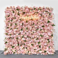 Panneau mural floral en soie de haute qualité NINI, rose artificielle 5D personnalisée, décoration murale de mariage, fond de scène, mur de fleurs