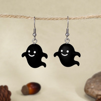Boucles d'oreilles fantômes mignonnes en résine et acier inoxydable pour femmes, motif chat citrouille lanterne d'Halloween, vente en gros