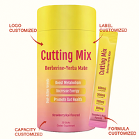 OEM Private Label Cutting Mix Berberine Yerba Mate Powder Sticks with Magnesium FOS Strawberry Acai Metabolic Support 30ct