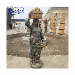 돌 조각 정원 제품 생활 크기 블랙 대리석 아프리카 누드 여자 동상 조각 판매