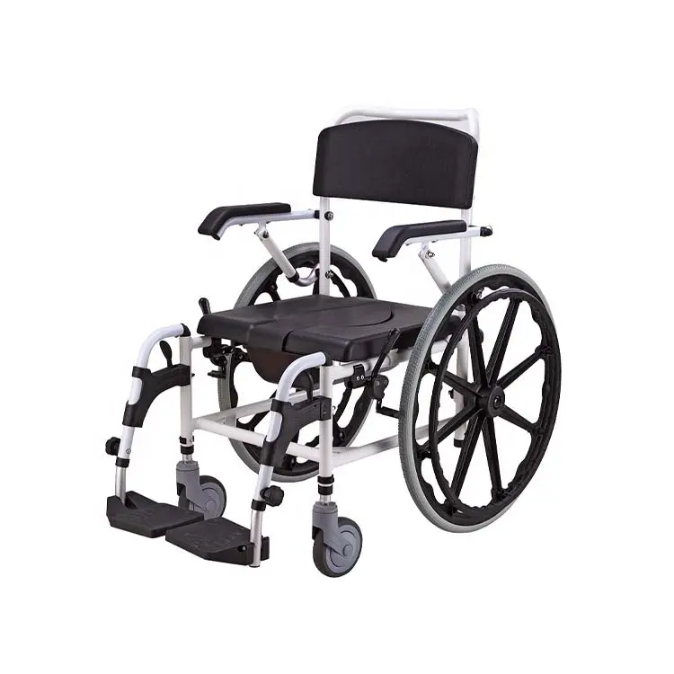 Aluminum Frame Shower Chair Adult Detachable Commode wheelchair with Seats and potty