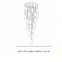 Lustre moderne de luxe en verre cristal avec cadre en métal doré, lampe suspendue en spirale pour villa, escalier, hall, salon