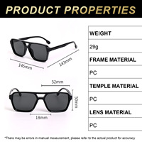 Lunettes de soleil aviateur tendance unisexe, double pont, monture écaille de tortue, verres marron, style rétro aviation, verres PC légers