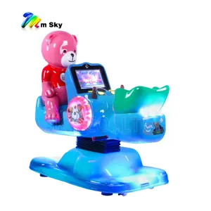 Lindo mini osito máquina de balancín columpio para niños de fibra de vidrio que funciona con monedas Kiddie Rides videojuego Kids Amusement Center
