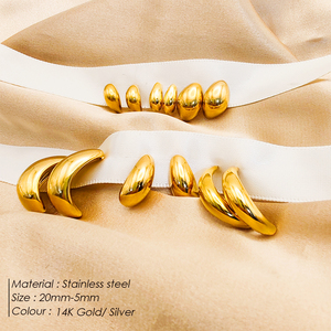 EManco-<span class=keywords><strong>Pendientes</strong></span> <span class=keywords><strong>de</strong></span> aro gruesos para mujer, aretes sencillos, <span class=keywords><strong>de</strong></span> acero dorado, joyería <span class=keywords><strong>de</strong></span> moda, <span class=keywords><strong>de</strong></span> acero inoxidable, redondos, lisos y gruesos - Product Image 4