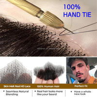 Barbe artificielle pour homme, 100% cheveux humains, nouée à la main, pour le visage, la moustache, les fêtes, le maquillage de film, le cosplay