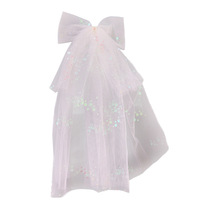 Barrettes pour cheveux d'enfants, style princesse simple et doux, longue queue, tulle, paillettes, nœuds