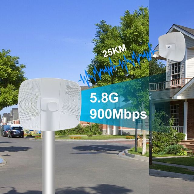 KuWFi 900Mbps Industrial 25KM Long Distance Internet Access 5GHz Broadband Rj45 Ethernet Ptp Wireless Bridge for Outdoor Use