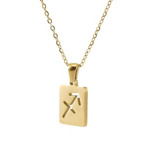 <span class=keywords><strong>Horoscope</strong></span> <span class=keywords><strong>personnalisé</strong></span> en acier inoxydable pour femmes et filles PVD or 18k signe <span class=keywords><strong>du</strong></span> zodiaque collier à pendentifs géométriques évidés bijoux - Product Image 3