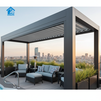 Pergola bioclimatique moderne en aluminium Sweet Home avec toit motorisé rotatif, éclairage LED intégré, gazebo durable pour villa, terrasse, piscine