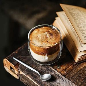 Taza de café de vidrio de borosilicato alto para niñas, estilo Ins, con asa, doble capa, color sólido, soplado manual, para uso doméstico - Product Image 4