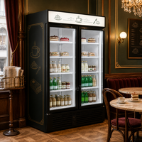 Congélateur vertical à double porte vitrée, refroidissement par air, congélation rapide, étagères réglables, 1200L, boulangerie