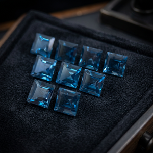 พลอยโทแพซสีน้ำเงินลอนดอนธรรมชาติ ขนาด 11x11 มม. ทรง Asscher Cut เจียระไนเหลี่ยม พลอยสีน้ำเงินคุณภาพ AAA สำหรับทำเครื่องประดับตามสั่ง - Product Image 3