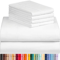 Ensemble de draps en microfibre tissée en polyester taille double, lisse, sans plis, écologique, 6 pièces, comprenant un drap plat et des taies d'oreiller