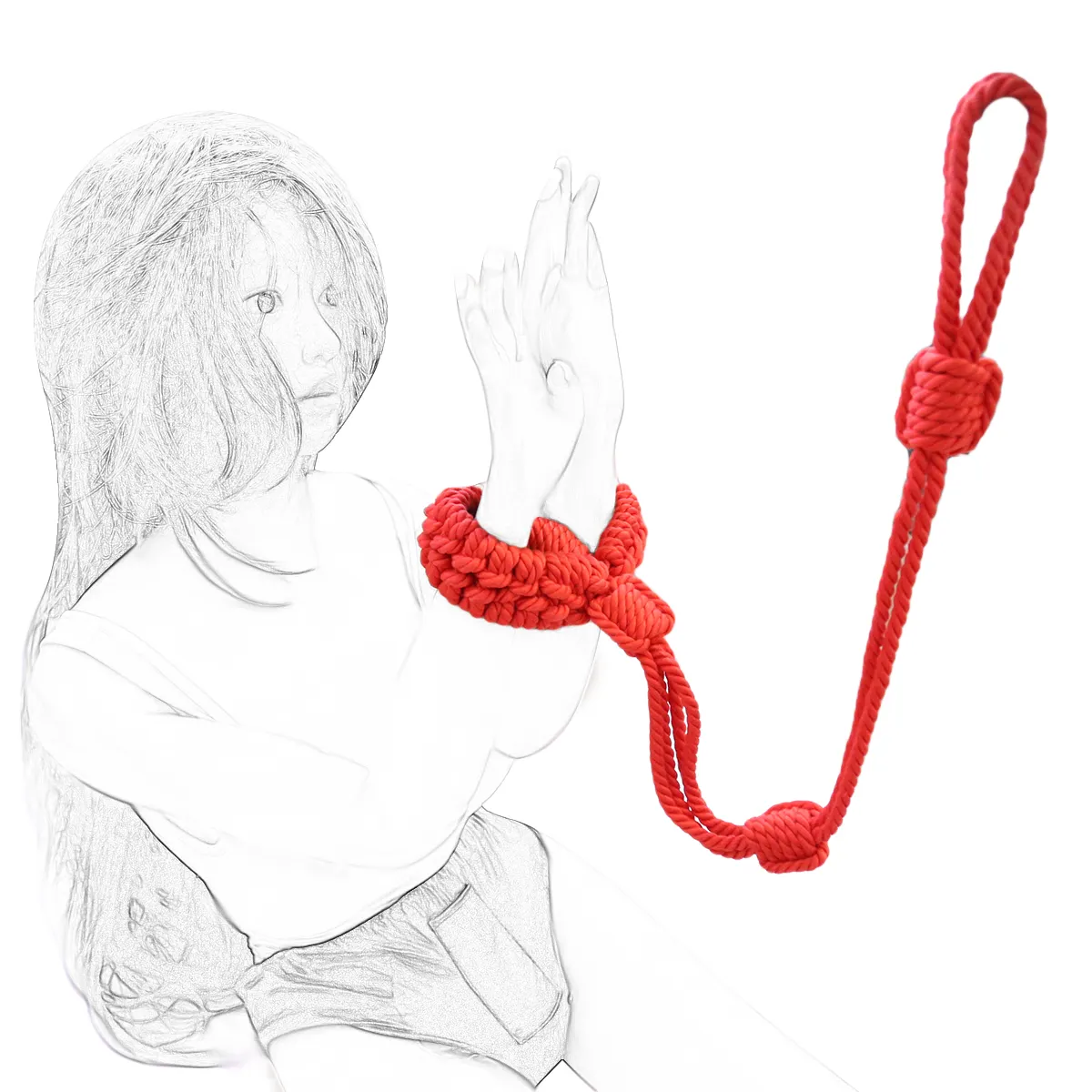 Unique Mature Japanese BDSM Handmade Natural Color Hemp Cotton Rope Bondage Gear Wrist Hand Cuff Restraints