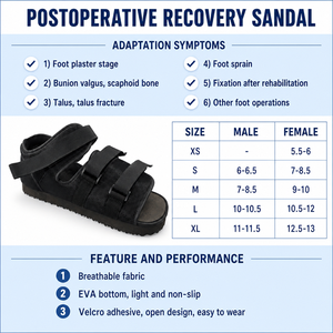 Zapatilla Ortopédica con Suela Plana de EVA y Malla Transpirable, Postoperatoria, para Rehabilitación, Fijación y Recuperación de Esguinces de <span class=keywords><strong>Pie</strong></span>, Negra - Product Image 4