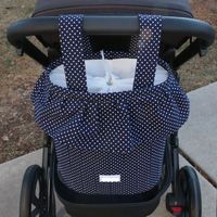 Sac de rangement pour poussette à pois marine avec volants, grand sac à bandoulière pour maman avec cordon de serrage et bouton-pression pour voyage de bébé, plage et rangement pour maman