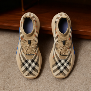 Zapatillas de Diseño de Lujo con Cordones para Hombre y Mujer, Diseño a Cuadros, Entresuela de Punto, Suela de Goma, Ligeras y Suaves - Product Image 4