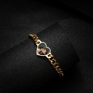 Ensemble de bracelets en acier inoxydable pour lui et elle avec photo, plaqué <span class=keywords><strong>or</strong></span> et <span class=keywords><strong>argent</strong></span>, pendentif cœur tendance - Product Image 6