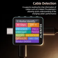 Testeur USB Alientek C2 en carton ondulé, voltmètre numérique, détecteur de puissance de charge, testeur de batterie PD3.2, détection de charge rapide, métal CNC