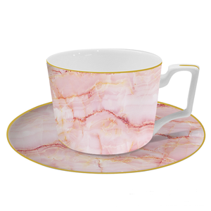 Service de table en porcelaine osseuse de luxe, motif marbre <span class=keywords><strong>rose</strong></span> doré, 43%, <span class=keywords><strong>vaisselle</strong></span> occidentale pour la maison, goûter, banquet, céramique - Product Image 5