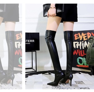 Femmes Bottes Au-dessus du genou Noir Zip Slip on Thigh High Boots Stiletto Gladiator 9.5cm High Heels Pumps Lady Shoes Winter Boots - Product Image 3