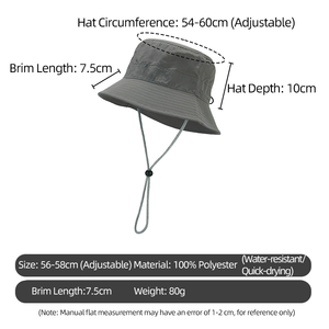Chapeau Bob pour le trekking et les voyages en plein air, pour un usage quotidien, circonférence de la tête 58 cm - Product Image 2