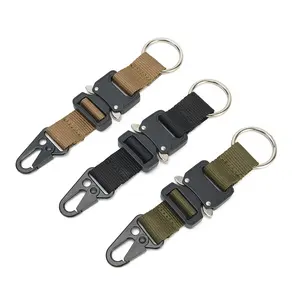 Nieuwe Custom Outdoor Survival Quick Release Legering Quick Release Gesp Geweven Riem Sleutelhanger En Haken Voor Tas