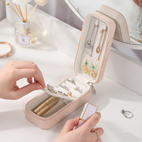 Boîte à bijoux portable de voyage en cuir PU de luxe miniature avec fermeture éclair – Vente en gros
